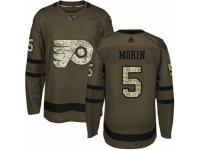 Men Adidas Philadelphia Flyers #5 Samuel Morin Green Salute to Service NHL Jersey