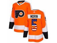 Men Adidas Philadelphia Flyers #5 Samuel Morin Orange USA Flag Fashion NHL Jersey