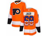 Men Adidas Philadelphia Flyers #68 Jaromir Jagr Orange USA Flag Fashion NHL Jersey