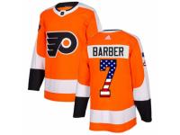 Men Adidas Philadelphia Flyers #7 Bill Barber Orange USA Flag Fashion NHL Jersey