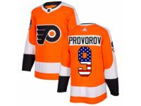 Men Adidas Philadelphia Flyers #9 Ivan Provorov Orange USA Flag Fashion NHL Jersey