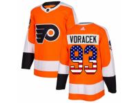 Men Adidas Philadelphia Flyers #93 Jakub Voracek Orange USA Flag Fashion NHL Jersey