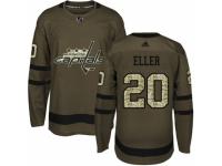 Men Adidas Washington Capitals #20 Lars Eller Green Salute to Service NHL Jersey