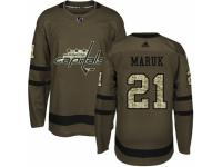 Men Adidas Washington Capitals #21 Dennis Maruk Green Salute to Service NHL Jersey