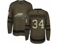 Men Adidas Washington Capitals #34 Jonas Siegenthaler Green Salute to Service NHL Jersey