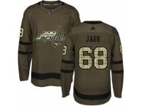 Men Adidas Washington Capitals #68 Jaromir Jagr Green Salute to Service NHL Jersey