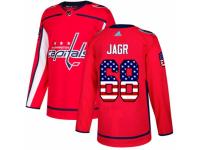 Men Adidas Washington Capitals #68 Jaromir Jagr Red USA Flag Fashion NHL Jersey