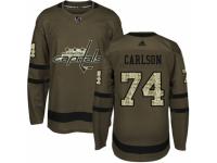 Men Adidas Washington Capitals #74 John Carlson Green Salute to Service NHL Jersey