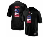 Men Alabama Crimson Tide #2 Jalen Hurts Black USA Flag College Limited Jersey