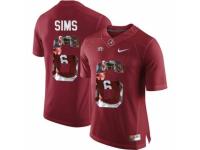 Men Alabama Crimson Tide #6 Blake Sims Red With Portrait Print College Football Jersey