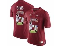 Men Alabama Crimson Tide #6 Blake Sims Red With Portrait Print College Football Jersey