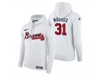 Men Atlanta Braves Greg Maddux Nike White Home Hoodie