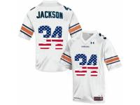 Men Auburn Tigers #34 Bo Jackson White USA Flag College Football Throwback Jersey