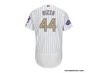 Men Autographed Chicago Cubs Anthony Rizzo Majestic White World Series Champions Gold Program Authentic Jersey