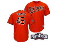 Men Baltimore Orioles Mark Trumbo #45 Orange 2016 Postseason Patch Cool Base Jersey
