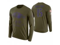 Men Baltimore Ravens #15 Michael Crabtree 2018 Salute to Service Long Sleeve Olive T-Shirt