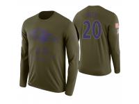 Men Baltimore Ravens #20 Ed Reed 2018 Salute to Service Long Sleeve Olive T-Shirt