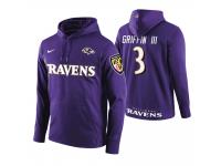 Men Baltimore Ravens #3 Robert Griffin III Purple Circuit Wordmark Pullover Hoodie