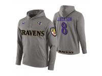 Men Baltimore Ravens #8 Lamar Jackson Gray Circuit Wordmark Pullover Hoodie