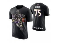 Men Baltimore Ravens Jonathan Ogden #75 Black Cartoon And Comic Artistic Painting Retired Player T-Shirt