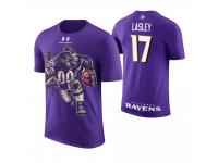 Men Baltimore Ravens Jordan Lasley #17 Purple Cartoon And Comic Artistic Painting T-Shirt