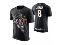 Men Baltimore Ravens Lamar Jackson #8 Black Cartoon And Comic Artistic Painting T-Shirt