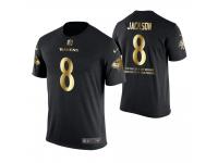 Men Baltimore Ravens Lamar Jackson #8 Metall Dark Golden Special Limited Edition With Message T-Shirt