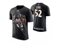 Men Baltimore Ravens Ray Lewis #52 Black Cartoon And Comic Artistic Painting Retired Player T-Shirt