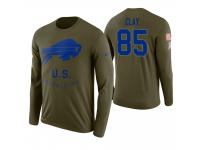 Men Buffalo Bills #85 Charles Clay 2018 Salute to Service Long Sleeve Olive T-Shirt