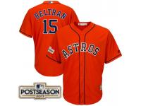 Men Carlos Beltran #15 Houston Astros 2017 Postseason Orange Cool Base Jersey