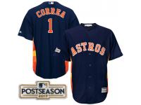 Men Carlos Correa #1 Houston Astros 2017 Postseason Navy Cool Base Jersey