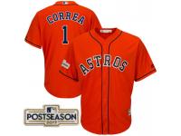 Men Carlos Correa #1 Houston Astros 2017 Postseason Orange Cool Base Jersey