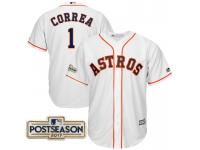 Men Carlos Correa #1 Houston Astros 2017 Postseason White Cool Base Jersey