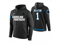 Men Carolina Panthers #1 Cam Newton Black Circuit Wordmark Pullover Hoodie