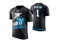 Men Carolina Panthers Cam Newton #1 Black Cartoon And Comic Artistic Painting T-Shirt