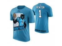 Men Carolina Panthers Cam Newton #1 Blue Cartoon And Comic Artistic Painting T-Shirt