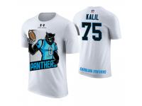 Men Carolina Panthers Matt Kalil #75 White Cartoon And Comic Artistic Painting T-Shirt