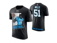 Men Carolina Panthers Sam Mills #51 Black Cartoon And Comic Artistic Painting Retired Player T-Shirt