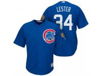 Men Chicago Cubs #34 Jon Lester 2017 Spring Training Cactus League Patch Royal Cool Base Jersey