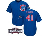 Men Chicago Cubs John Lackey #41 NL Central Division Champions Royal 2016 Postseason Patch Cool Base Jersey