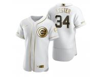 Men Chicago Cubs Jon Lester Nike White Golden Edition Jersey