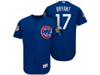 Men Chicago Cubs Kris Bryant #17 Royal 2017 Spring Training Cactus League Patch Authentic Collection Flex Base Jersey