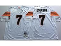 Men Cincinnati Bengals #7 Boomer Esiason White Throwback Jerseys