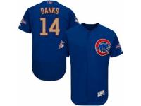 Men Cubs 14 Ernie Banks Blue Flexbase Authentic 2017 Gold Program Stitched MLB Jerseys