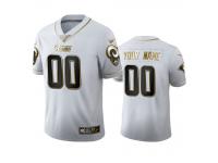 Men Custom Rams White 100th Season Golden Edition Jersey