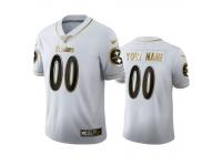 Men Custom Steelers White 100th Season Golden Edition Jersey