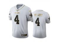 Men Dak Prescott Cowboys White 100th Season Golden Edition Jersey