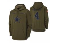 Men Dallas Cowboys #4 Dak Prescott Olive 2018 Salute to Service Pullover Hoodie