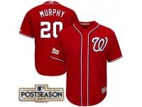 Men Daniel Murphy #20 Washington Nationals 2017 Postseason Scarlet Cool Base Jersey