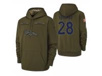 Men Denver Broncos #28 Royce Freeman Olive 2018 Salute to Service Pullover Hoodie